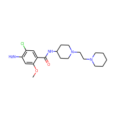 COc1cc(N)c(Cl)cc1C(=O)NC1CCN(CCN2CCCCC2)CC1 ZINC000043011099