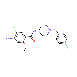 COc1cc(N)c(Cl)cc1C(=O)NC1CCN(Cc2ccc(F)cc2)CC1 ZINC000005998832