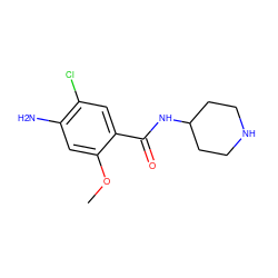 COc1cc(N)c(Cl)cc1C(=O)NC1CCNCC1 ZINC000002001720