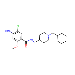 COc1cc(N)c(Cl)cc1C(=O)NCC1CCN(CC2CCCCC2)CC1 ZINC000299857976