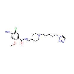 COc1cc(N)c(Cl)cc1C(=O)NCC1CCN(CCCCCn2ccnn2)CC1 ZINC000114460385