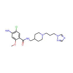 COc1cc(N)c(Cl)cc1C(=O)NCC1CCN(CCCn2cncn2)CC1 ZINC000114461676