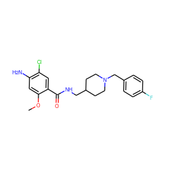 COc1cc(N)c(Cl)cc1C(=O)NCC1CCN(Cc2ccc(F)cc2)CC1 ZINC000072317706