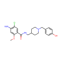 COc1cc(N)c(Cl)cc1C(=O)NCC1CCN(Cc2ccc(O)cc2)CC1 ZINC000114462864