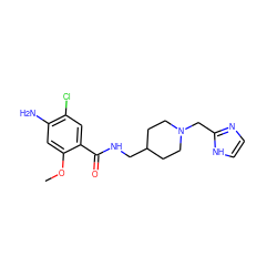 COc1cc(N)c(Cl)cc1C(=O)NCC1CCN(Cc2ncc[nH]2)CC1 ZINC000114464659