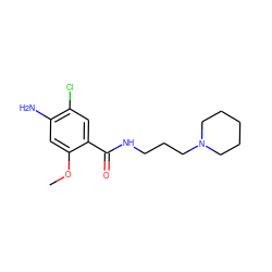 COc1cc(N)c(Cl)cc1C(=O)NCCCN1CCCCC1 ZINC000026496296