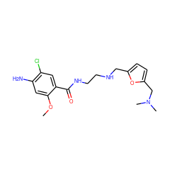 COc1cc(N)c(Cl)cc1C(=O)NCCNCc1ccc(CN(C)C)o1 ZINC000013825541