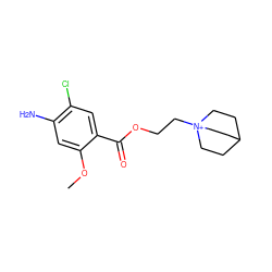 COc1cc(N)c(Cl)cc1C(=O)OCC[N+]12CCC(CC1)CC2 ZINC000013761081