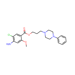 COc1cc(N)c(Cl)cc1C(=O)OCCCN1CCN(c2ccccc2)CC1 ZINC000013813944