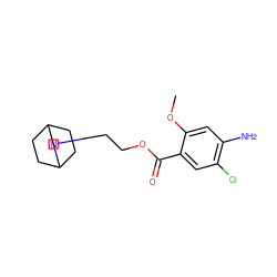 COc1cc(N)c(Cl)cc1C(=O)OCCN1CC2CCC(CC2)C1 ZINC000013761082