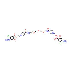 COc1cc(N)c(Cl)cc1C(=O)OCCN1CCC(C(=O)NCCCOCCOCCOCNC(=O)C2CCN(CCOC(=O)c3cc(Cl)c(N)cc3OC)CC2)CC1 ZINC000150363799