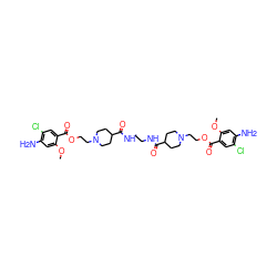 COc1cc(N)c(Cl)cc1C(=O)OCCN1CCC(C(=O)NCCNC(=O)C2CCN(CCOC(=O)c3cc(Cl)c(N)cc3OC)CC2)CC1 ZINC000095607722