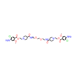 COc1cc(N)c(Cl)cc1C(=O)OCCN1CCC(C(=O)NCCOCCOCCNC(=O)C2CCN(CCOC(=O)c3cc(Cl)c(N)cc3OC)CC2)CC1 ZINC000095606777