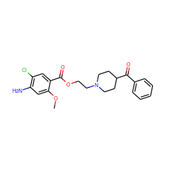 COc1cc(N)c(Cl)cc1C(=O)OCCN1CCC(C(=O)c2ccccc2)CC1 ZINC000027717936