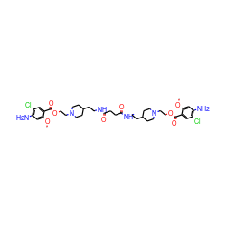 COc1cc(N)c(Cl)cc1C(=O)OCCN1CCC(CCNC(=O)CCC(=O)NCCC2CCN(CCOC(=O)c3cc(Cl)c(N)cc3OC)CC2)CC1 ZINC000095612616