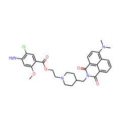 COc1cc(N)c(Cl)cc1C(=O)OCCN1CCC(CN2C(=O)c3cccc4c(N(C)C)ccc(c34)C2=O)CC1 ZINC000026577212