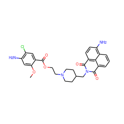 COc1cc(N)c(Cl)cc1C(=O)OCCN1CCC(CN2C(=O)c3cccc4c(N)ccc(c34)C2=O)CC1 ZINC000026577607