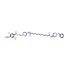 COc1cc(N)c(Cl)cc1C(=O)OCCN1CCC(NC(=O)CCCCCCCCCCC(=O)NC2CCN(Cc3ccccc3)CC2)CC1 ZINC000028528699