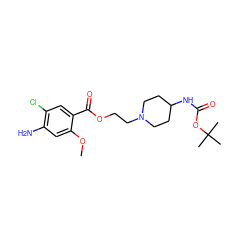 COc1cc(N)c(Cl)cc1C(=O)OCCN1CCC(NC(=O)OC(C)(C)C)CC1 ZINC000034585394