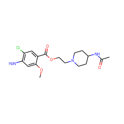 COc1cc(N)c(Cl)cc1C(=O)OCCN1CCC(NC(C)=O)CC1 ZINC000013761072