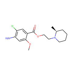 COc1cc(N)c(Cl)cc1C(=O)OCCN1CCCC[C@@H]1C ZINC000013761062