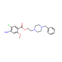 COc1cc(N)c(Cl)cc1C(=O)OCCN1CCN(Cc2ccccc2)CC1 ZINC000022939675