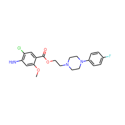 COc1cc(N)c(Cl)cc1C(=O)OCCN1CCN(c2ccc(F)cc2)CC1 ZINC000013813919