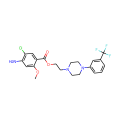 COc1cc(N)c(Cl)cc1C(=O)OCCN1CCN(c2cccc(C(F)(F)F)c2)CC1 ZINC000013813916