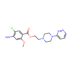 COc1cc(N)c(Cl)cc1C(=O)OCCN1CCN(c2cccnn2)CC1 ZINC000013813966