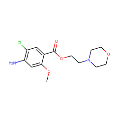 COc1cc(N)c(Cl)cc1C(=O)OCCN1CCOCC1 ZINC000013761075