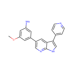 COc1cc(N)cc(-c2cnc3[nH]cc(-c4ccncc4)c3c2)c1 ZINC000095572438