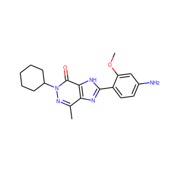 COc1cc(N)ccc1-c1nc2c(C)nn(C3CCCCC3)c(=O)c2[nH]1 ZINC000095554108