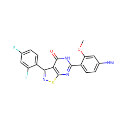 COc1cc(N)ccc1-c1nc2snc(-c3ccc(F)cc3F)c2c(=O)[nH]1 ZINC000084633787