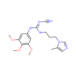 COc1cc(N/C(=N/C#N)NCCCn2cncc2C)cc(OC)c1OC ZINC000045253588