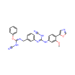 COc1cc(N/C(=N/c2cccc(C/N=C(\NC#N)Oc3ccccc3)c2)NC#N)ccc1-c1cnco1 ZINC000013818923