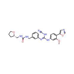 COc1cc(N/C(=N/c2cccc(CNC(=O)NC[C@@H]3CCCO3)c2)NC#N)ccc1-c1cnco1 ZINC000013818918