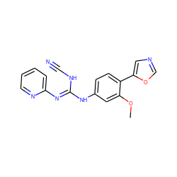 COc1cc(N/C(=N/c2ccccn2)NC#N)ccc1-c1cnco1 ZINC000013818901