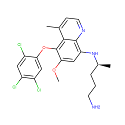 COc1cc(N[C@@H](C)CCCN)c2nccc(C)c2c1Oc1cc(Cl)c(Cl)cc1Cl ZINC000082153277