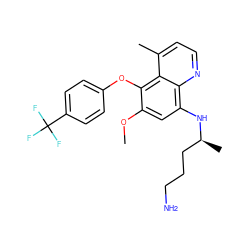 COc1cc(N[C@@H](C)CCCN)c2nccc(C)c2c1Oc1ccc(C(F)(F)F)cc1 ZINC000082150933