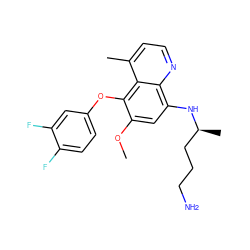 COc1cc(N[C@@H](C)CCCN)c2nccc(C)c2c1Oc1ccc(F)c(F)c1 ZINC000073198382