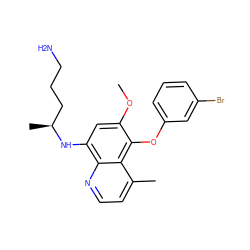 COc1cc(N[C@@H](C)CCCN)c2nccc(C)c2c1Oc1cccc(Br)c1 ZINC000082157070