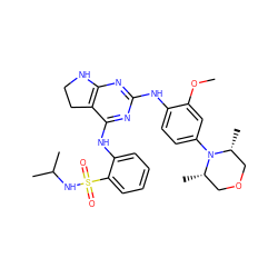 COc1cc(N2[C@@H](C)COC[C@H]2C)ccc1Nc1nc2c(c(Nc3ccccc3S(=O)(=O)NC(C)C)n1)CCN2 ZINC000221716928