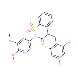 COc1cc(N2C(=O)N(Cc3c(F)cc(F)cc3Cl)c3ccccc3S2(=O)=O)cnc1OC ZINC000211156227