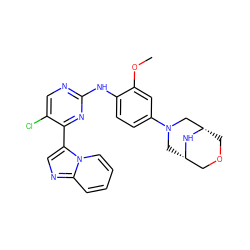 COc1cc(N2C[C@H]3COC[C@@H](C2)N3)ccc1Nc1ncc(Cl)c(-c2cnc3ccccn23)n1 ZINC000072175109