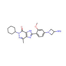 COc1cc(N2CC(N)C2)ccc1-c1nc2c(C)nn(C3CCCCC3)c(=O)c2[nH]1 ZINC000095553869