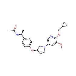 COc1cc(N2CC[C@@H](Oc3ccc([C@H](C)NC(C)=O)cc3)C2)cnc1OCC1CC1 ZINC000169709358