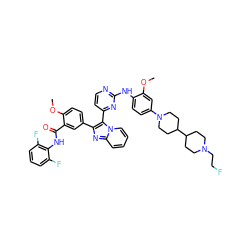 COc1cc(N2CCC(C3CCN(CCF)CC3)CC2)ccc1Nc1nccc(-c2c(-c3ccc(OC)c(C(=O)Nc4c(F)cccc4F)c3)nc3ccccn23)n1 ZINC000165092538