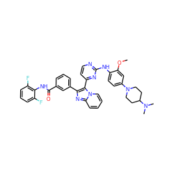 COc1cc(N2CCC(N(C)C)CC2)ccc1Nc1nccc(-c2c(-c3cccc(C(=O)Nc4c(F)cccc4F)c3)nc3ccccn23)n1 ZINC000165077859