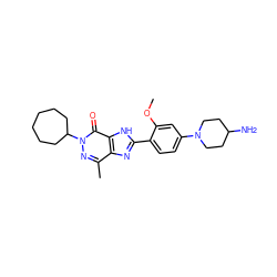 COc1cc(N2CCC(N)CC2)ccc1-c1nc2c(C)nn(C3CCCCCC3)c(=O)c2[nH]1 ZINC000095555196