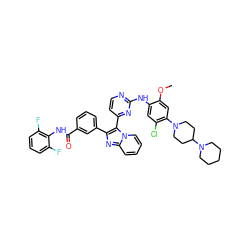 COc1cc(N2CCC(N3CCCCC3)CC2)c(Cl)cc1Nc1nccc(-c2c(-c3cccc(C(=O)Nc4c(F)cccc4F)c3)nc3ccccn23)n1 ZINC000165094225